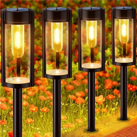Solar Pathway Lights, 6 Pack Solar Outdoor Lights IP65 Waterproof Decorative Sol - Picture 1 of 6